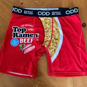 Men’s ODD Underwear Boxer Briefs Nissin Top Ramen Noodles Beef Flavor Red NEW